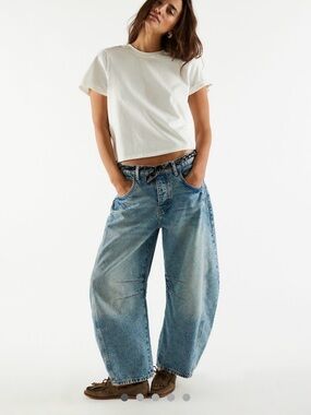 We The Free Good Luck Barrel Jeans in Ultralight Beam